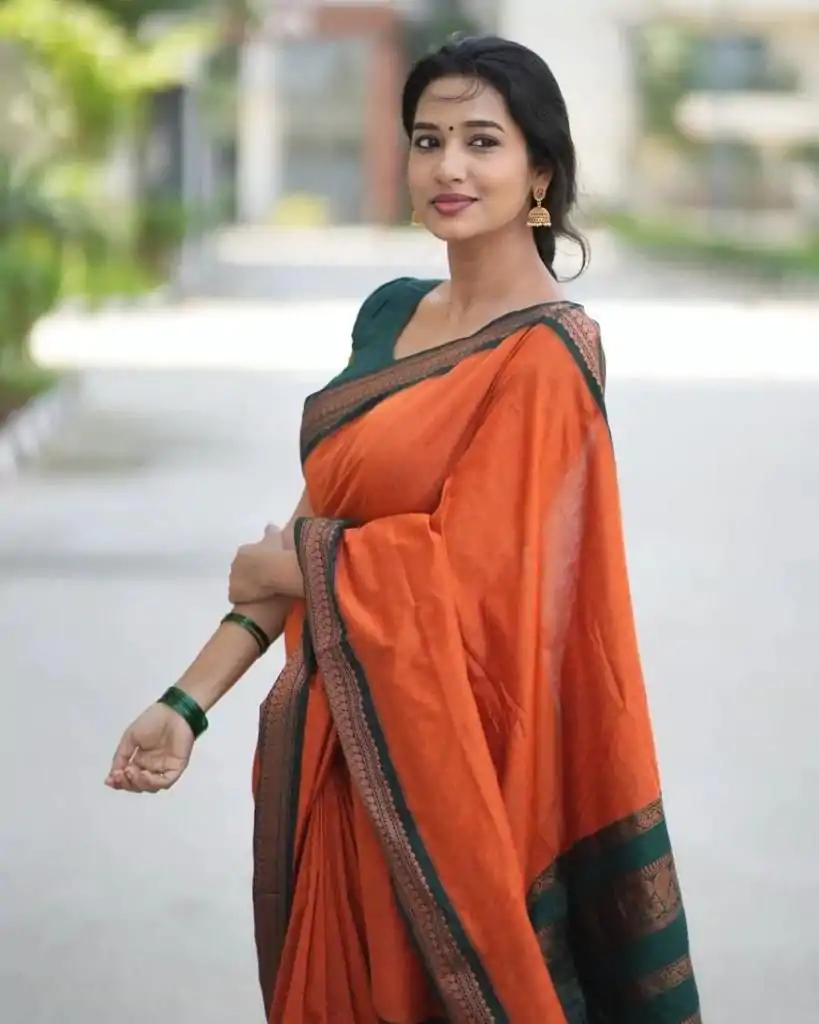 KP 5004 Orange Color Soft Lichi Silk Jacquard On All Over Saree Casual, Party Wear, Wedding, Events Etc. Expected Delivery 4-6 Working Days @1449/- | Embroidered Sarees, Bollywood Sarees, Creative Sarees, Designer Sarees, Ethnic Saree, Modern Digital sarees, Party Wear Sarees, Sarees