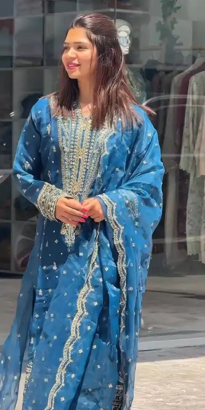 AD 162 Blue Color Organza Silk Embroidery Work Sharara Suit Casual, Wedding, Party, Festive, Events Etc. Expected Delivery 4-6 Working Days @1899/- | Casual Suits, Jump Suits, Creative suits, Designer Suits, Palazzo Suits, Party Wear Suits, Patiala Suits, Salwar suit, Straight Suits