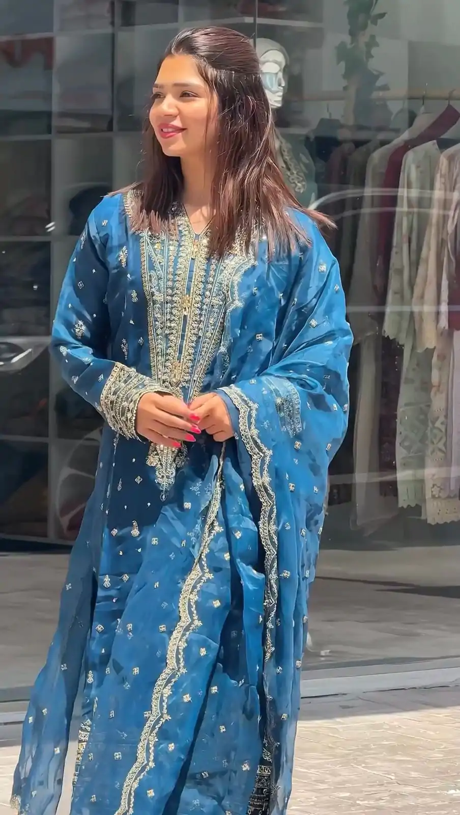 AD 162 Blue Color Organza Silk Embroidery Work Sharara Suit Casual, Wedding, Party, Festive, Events Etc. Expected Delivery 4-6 Working Days @1899/- | Casual Suits, Jump Suits, Creative suits, Designer Suits, Palazzo Suits, Party Wear Suits, Patiala Suits, Salwar suit, Straight Suits