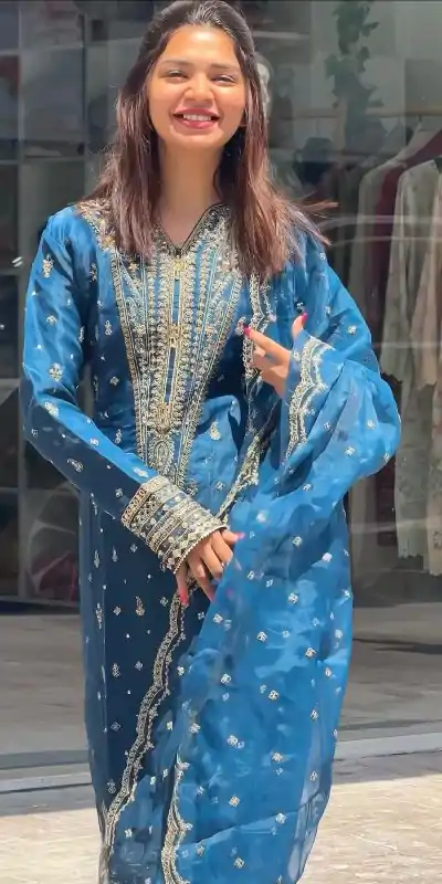 AD 162 Blue Color Organza Silk Embroidery Work Sharara Suit Casual, Wedding, Party, Festive, Events Etc. Expected Delivery 4-6 Working Days @1899/- | Casual Suits, Jump Suits, Creative suits, Designer Suits, Palazzo Suits, Party Wear Suits, Patiala Suits, Salwar suit, Straight Suits