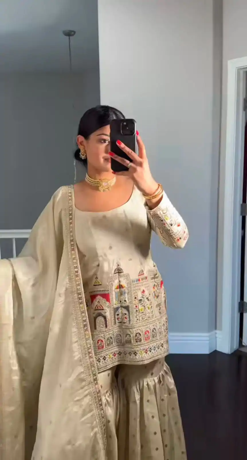 NSR 811 Cream Color Pure Chinnon Silk Embroidery Coding Salwar Suit Casual, Party Festive, Events Etc. Expected Delivery 4-6 Working Days @2149/- | Casual Suits, Jump Suits, Creative suits, Designer Suits, Palazzo Suits, Party Wear Suits, Patiala Suits, Salwar suit, Straight Suits
