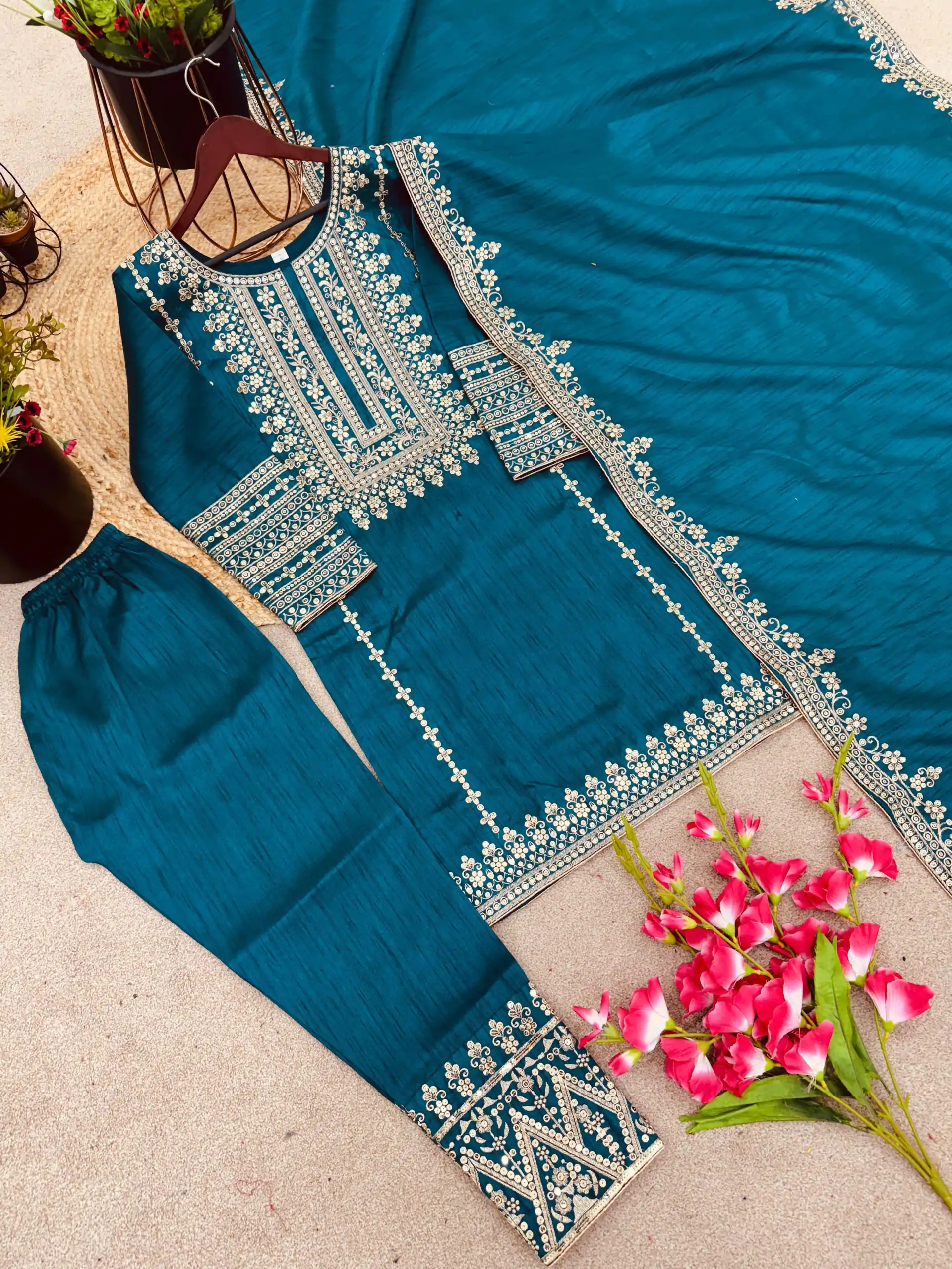 SRK 5151 Blue Color Pure Chinnon Silk Embroidery Sequence Salwar Suit Wedding, Party, Festive, Events Expected Delivery 4-6 Working Days @ 1949/- | Casual Suits, Creative suits, Jump Suits, Designer Suits, Palazzo Suits, Party Wear Suits, Patiala Suits, Salwar suit, Straight Suits
