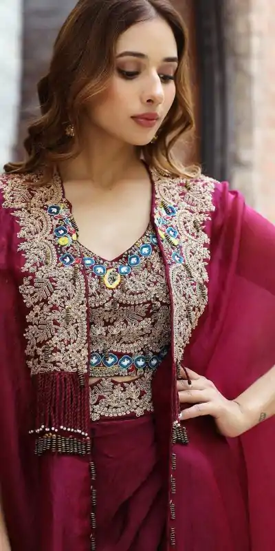 KD 1358 Wine Color Organza silk Thread Sequence Dhoti Salwar Casual, Party Wear, Wedding, Events Etc. Expected Delivery 4-6 Working Days @1849/- | Casual Suits, Jump Suits, Creative suits, Designer Suits, Palazzo Suits, Party Wear Suits, Patiala Suits, Salwar suit, Straight Suits