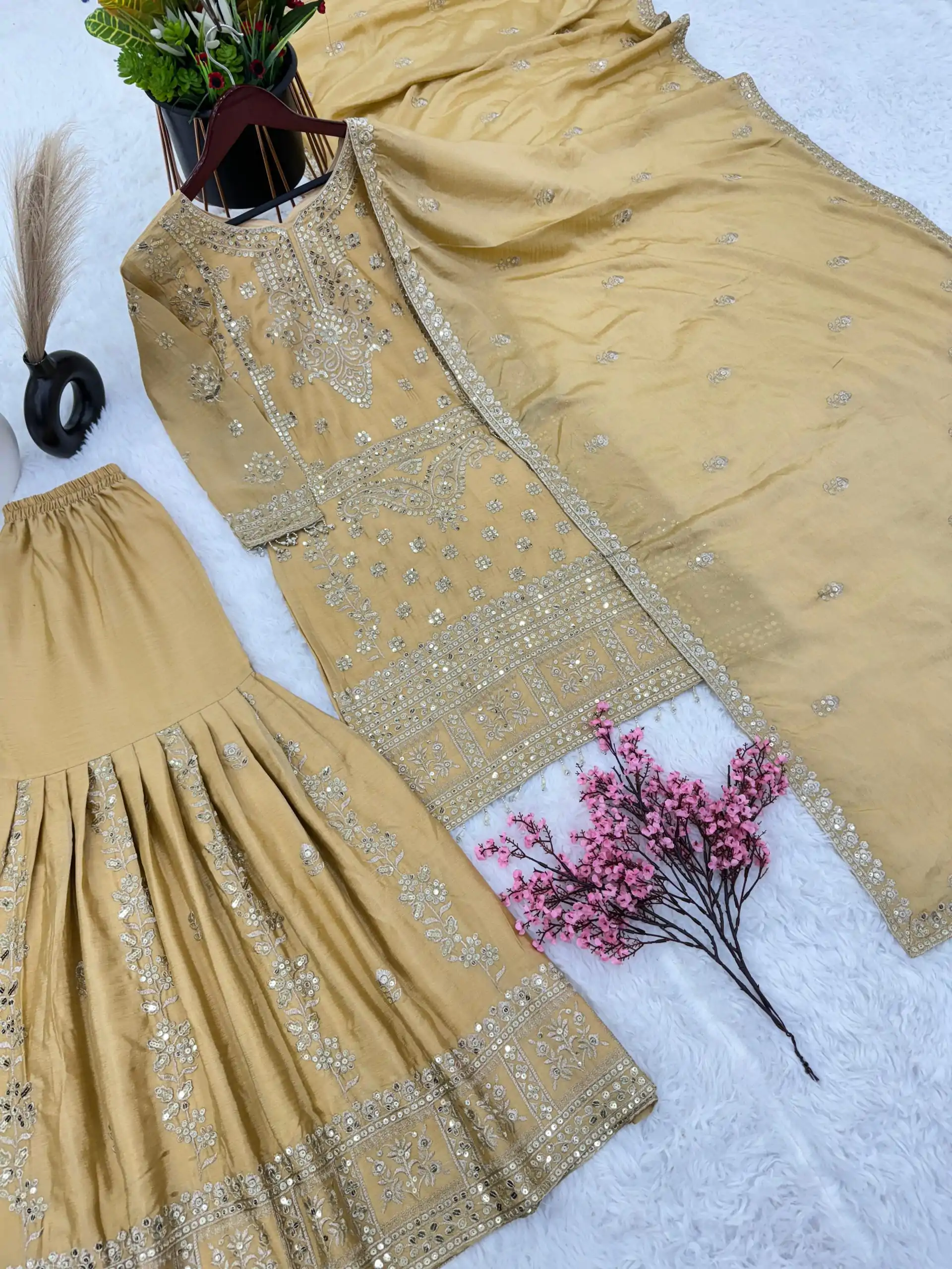 ZSR-3066 Chiku Color Chinnon Embroidery Sequence Salwar Suit Casual, Wedding, Festive, Events Expected Delivery 4-6 Working Days @2199/- | Casual Suits, Jump Suits, Creative suits, Designer Suits, Palazzo Suits, Party Wear Suits, Patiala Suits, Salwar suit, Straight Suits