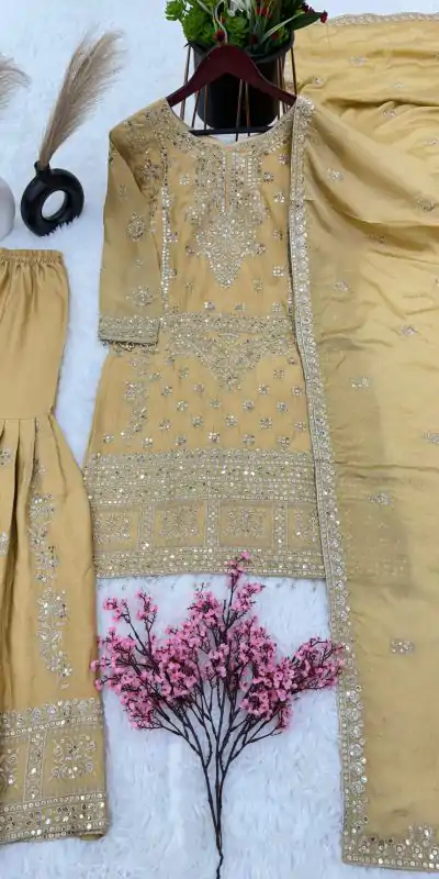 ZSR-3066 Chiku Color Chinnon Embroidery Sequence Salwar Suit Casual, Wedding, Festive, Events Expected Delivery 4-6 Working Days @2199/- | Casual Suits, Jump Suits, Creative suits, Designer Suits, Palazzo Suits, Party Wear Suits, Patiala Suits, Salwar suit, Straight Suits