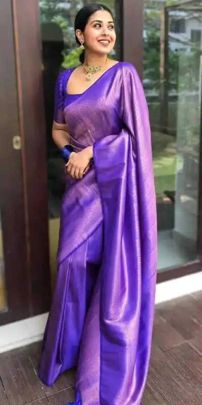 KP 4009 Violet Color Soft Lichi Silk Jacquard On All Over Saree Casual, Party Wear, Wedding, Events Etc. Expected Delivery 4-6 Working Days @1299/- | Bollywood Sarees, Creative Sarees, Designer Sarees, Embroidered Sarees, Ethnic Saree, Modern Digital sarees, Party Wear Sarees, Sarees