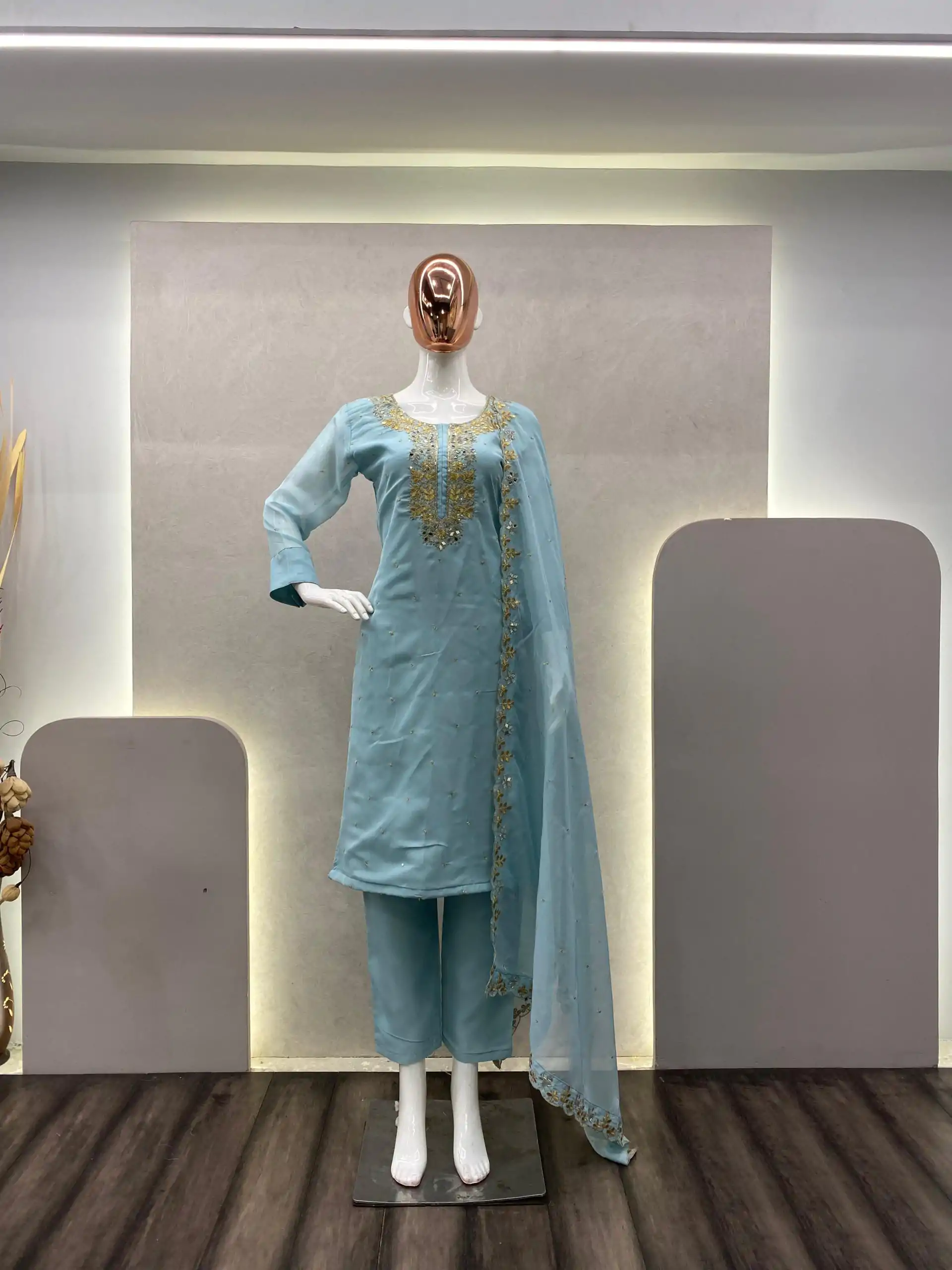 BE 244 Blue Color Organza Cording Embroidery Salwar Suit Wedding, Party, Festive events, etc. Expected Delivery 4-6 Working Days @1999/- | Casual Suits, Creative suits, Designer Suits, Palazzo Suits, Party Wear Suits, Patiala Suits, Salwar suit, Straight Suits