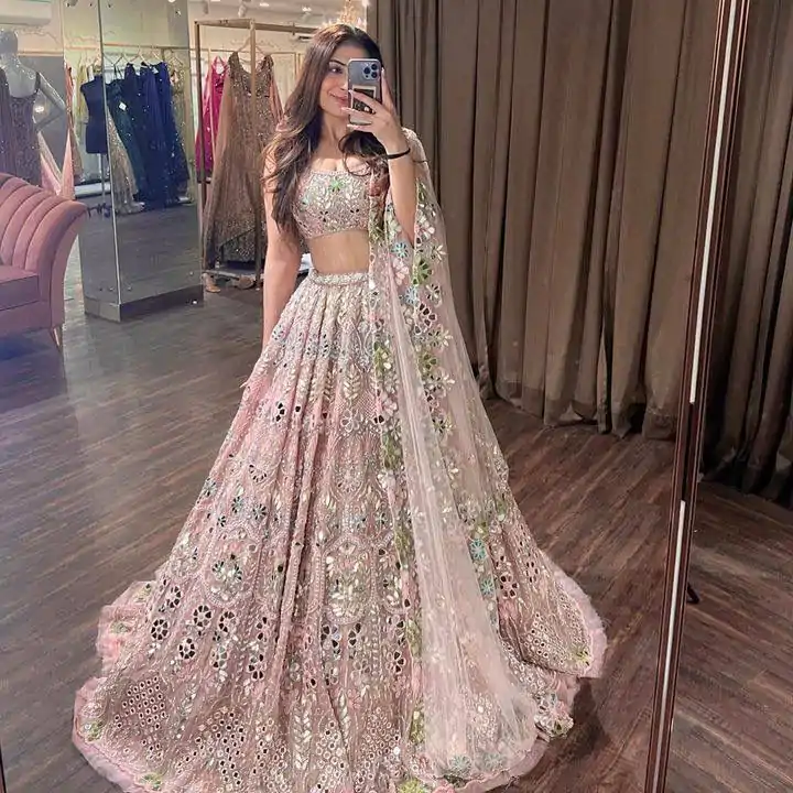 BD 1559 Light Pink Color Soft Butterfly Net Embroidered Lehenga Choli Casual, Wedding, Festive, Events Expected Delivery 4-6 Working Days @3299/- | Bollywood Lehenga, Creative Lehenga, Designer Lehenga, Embroidered Lehenga, Lehenga, Party Wear Lehenga