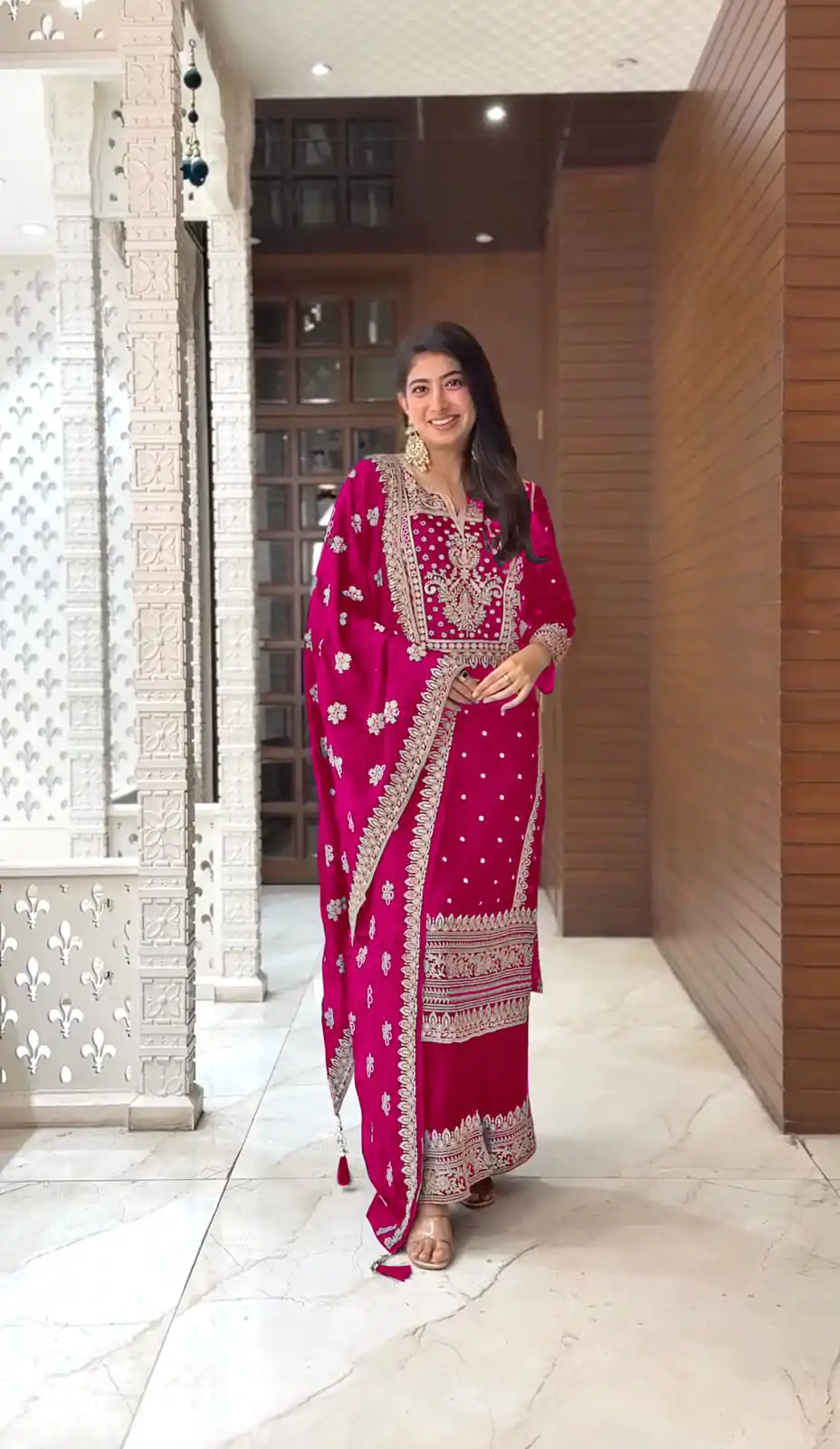 SRK 5156 Pink Color Pure Chinnon Silk Embroidery Sequence Salwar Suit Wedding, Party, Festive, Events Expected Delivery 4-6 Working Days @ 2149/- | Casual Suits, Jump Suits, Creative suits, Designer Suits, Palazzo Suits, Party Wear Suits, Patiala Suits, Salwar suit, Straight Suits