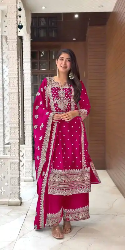 SRK 5156 Pink Color Pure Chinnon Silk Embroidery Sequence Salwar Suit Wedding, Party, Festive, Events Expected Delivery 4-6 Working Days @ 2149/- | Casual Suits, Jump Suits, Creative suits, Designer Suits, Palazzo Suits, Party Wear Suits, Patiala Suits, Salwar suit, Straight Suits