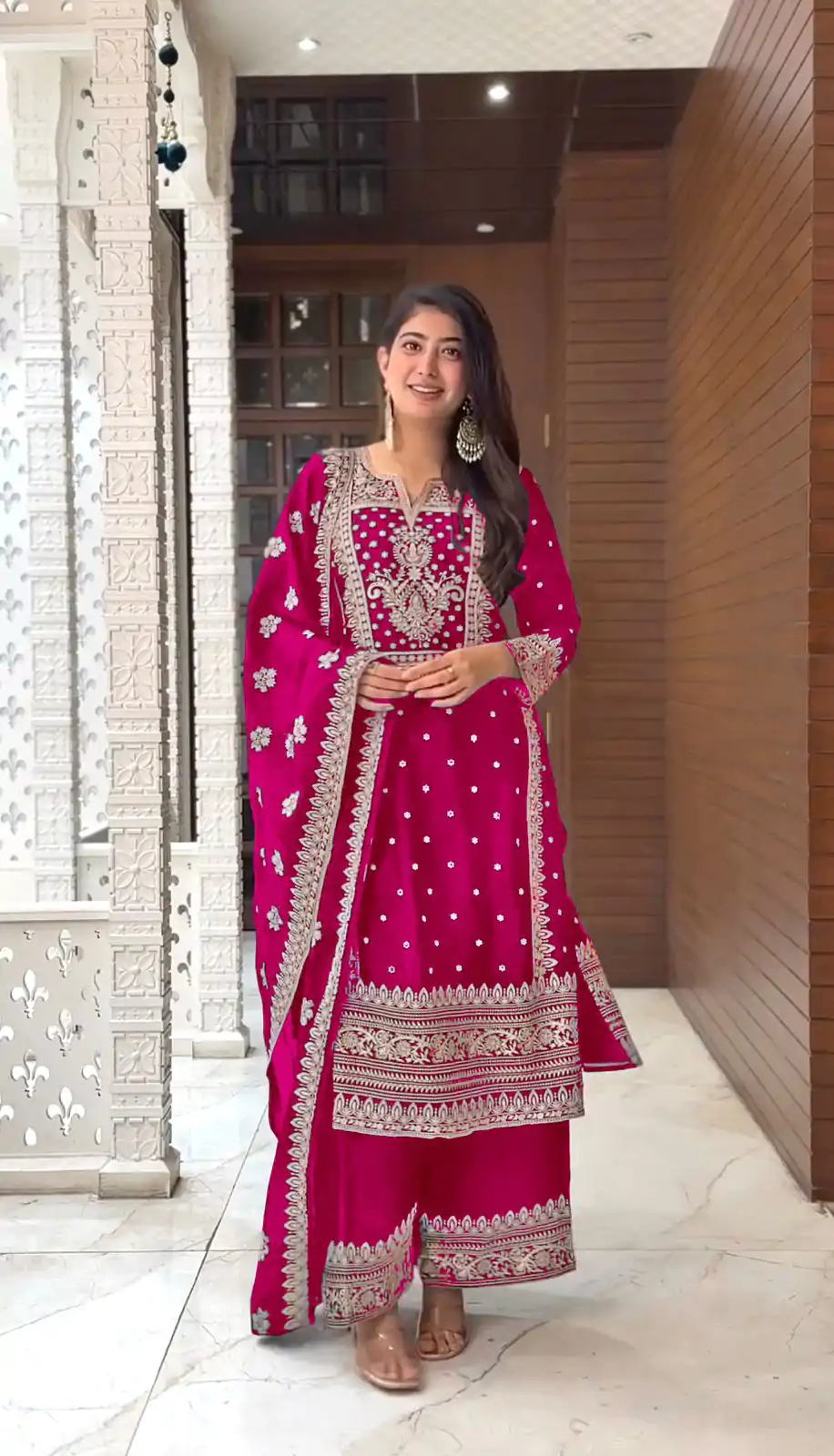 SRK 5156 Pink Color Pure Chinnon Silk Embroidery Sequence Salwar Suit Wedding, Party, Festive, Events Expected Delivery 4-6 Working Days @ 2149/- | Casual Suits, Jump Suits, Creative suits, Designer Suits, Palazzo Suits, Party Wear Suits, Patiala Suits, Salwar suit, Straight Suits