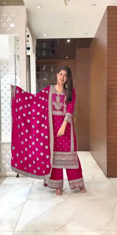 SRK 5156 Pink Color Pure Chinnon Silk Embroidery Sequence Salwar Suit Wedding, Party, Festive, Events Expected Delivery 4-6 Working Days @ 2149/- | Casual Suits, Jump Suits, Creative suits, Designer Suits, Palazzo Suits, Party Wear Suits, Patiala Suits, Salwar suit, Straight Suits