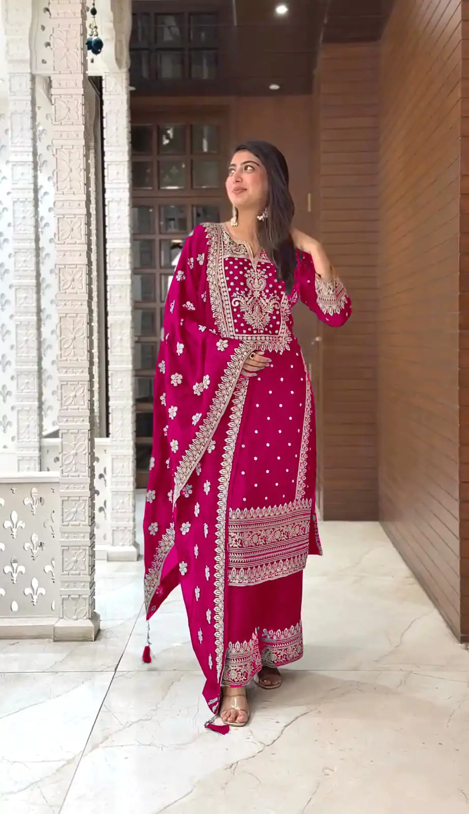 SRK 5156 Pink Color Pure Chinnon Silk Embroidery Sequence Salwar Suit Wedding, Party, Festive, Events Expected Delivery 4-6 Working Days @ 2149/- | Casual Suits, Jump Suits, Creative suits, Designer Suits, Palazzo Suits, Party Wear Suits, Patiala Suits, Salwar suit, Straight Suits