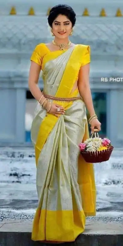 KP 3083 White & Yellow Color Soft Lichi Silk Jacquard On All Over Saree Casual, Party Wear, Wedding, Events Etc. Expected Delivery 4-6 Working Days @1449/- | Bollywood Sarees, Creative Sarees, Designer Sarees, Embroidered Sarees, Ethnic Saree, Modern Digital sarees, Party Wear Sarees, Sarees