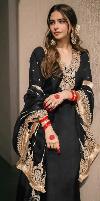 SRK 5153 Black Color Pure Chinnon Silk Embroidery Sequence Salwar Suit Wedding, Party, Festive, Events Expected Delivery 4-6 Working Days @ 1899/- | Casual Suits, Jump Suits, Creative suits, Designer Suits, Palazzo Suits, Party Wear Suits, Patiala Suits, Salwar suit, Straight Suits
