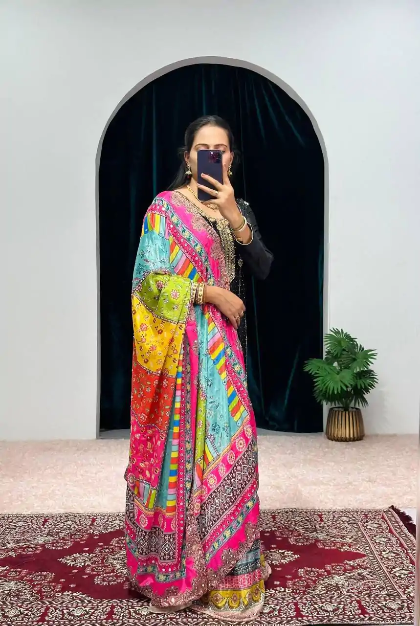 ST 1046 Black Color Chinon Embroidery Work Salwar Suit Casual, Wedding, Party, Festive, Events Etc. Expected Delivery 4-6 Working Days @2399/- | Casual Suits, Jump Suits, Creative suits, Designer Suits, Palazzo Suits, Party Wear Suits, Patiala Suits, Salwar suit, Straight Suits