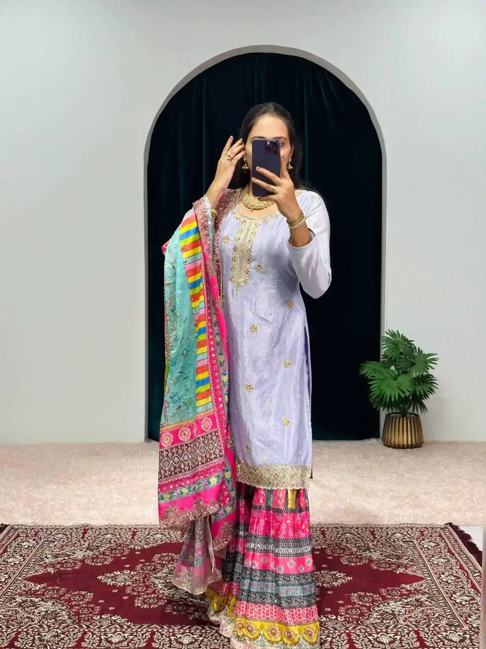 ST 1046 Violet Color Chinon Embroidery Work Salwar Suit Casual, Wedding, Party, Festive, Events Etc. Expected Delivery 4-6 Working Days @2399/- | Casual Suits, Jump Suits, Creative suits, Designer Suits, Palazzo Suits, Party Wear Suits, Patiala Suits, Salwar suit, Straight Suits