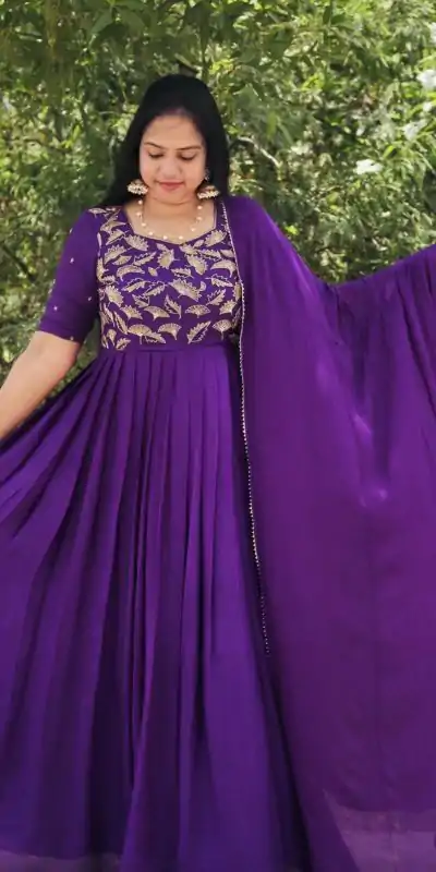 PC 348 Violet color Georgette Embroidered Anarkali Suit Casual, Wedding, Party, Festive, Events . Expected Delivery  4-6 Working Days @1949 | Anarkali Suits, Bollywood Anarkali, Creative-Anarkali, Designer Anarkali, Embroidered Anarkali, Party Wear Anarkali