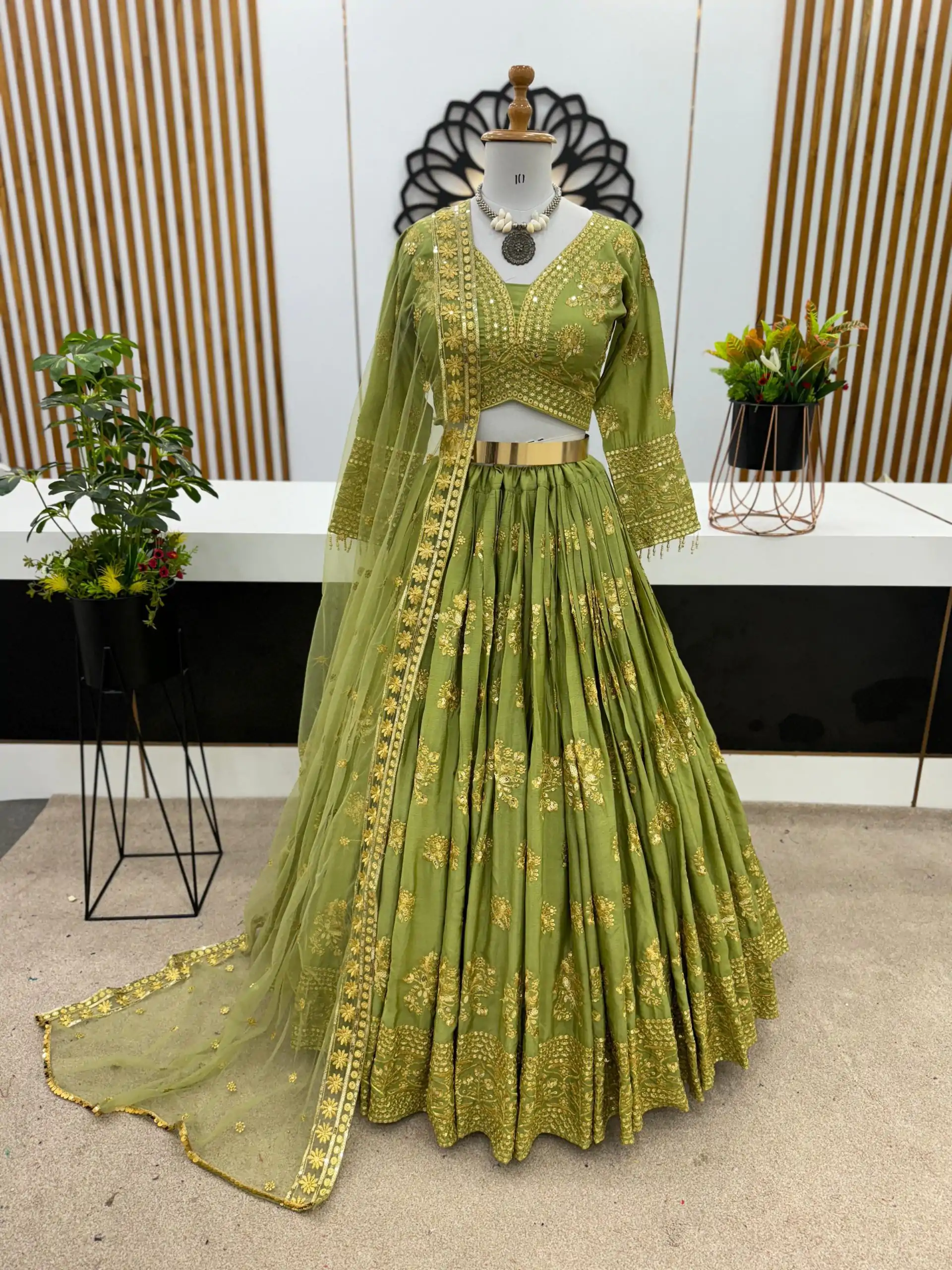 ZSR 3067 Green Color Georgette Embroidery Sequence Lehenga Choli Wedding, Party, Events Etc. Expected Delivery 4-6 Working Days 2149/- | Creative Lehenga, Bollywood Lehenga, Designer Lehenga, Embroidered Lehenga, Lehenga, Party Wear Lehenga