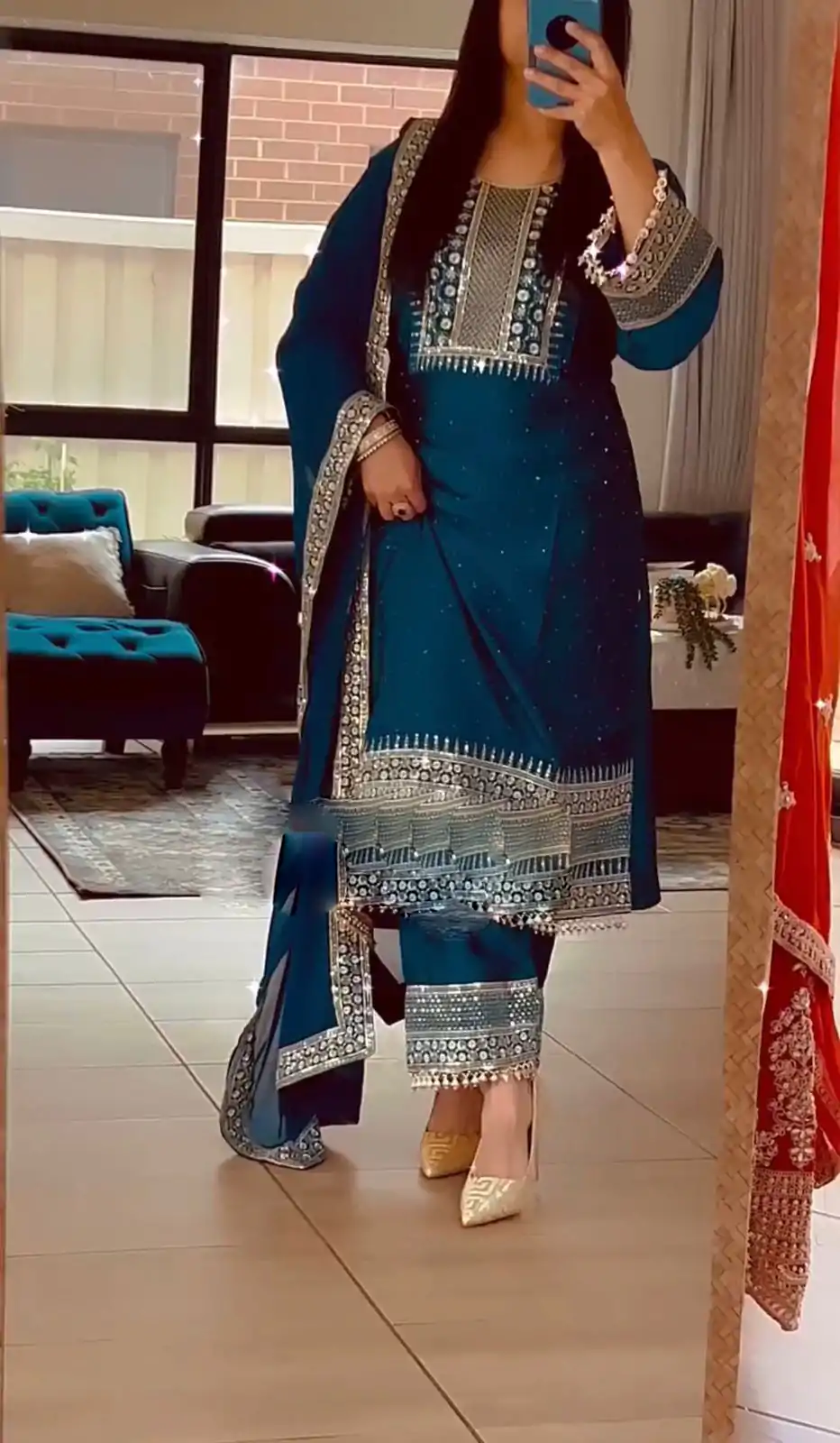 ZF 371 Peacock Blue Color Chinnon Silk Embroidery Salwar Suit Casual, Wedding, Party, Events Etc. Expected Delivery 4-6 Working Days 2099/- | Casual Suits, Creative suits, Jump Suits, Designer Suits, Palazzo Suits, Party Wear Suits, Patiala Suits, Salwar suit, Straight Suits