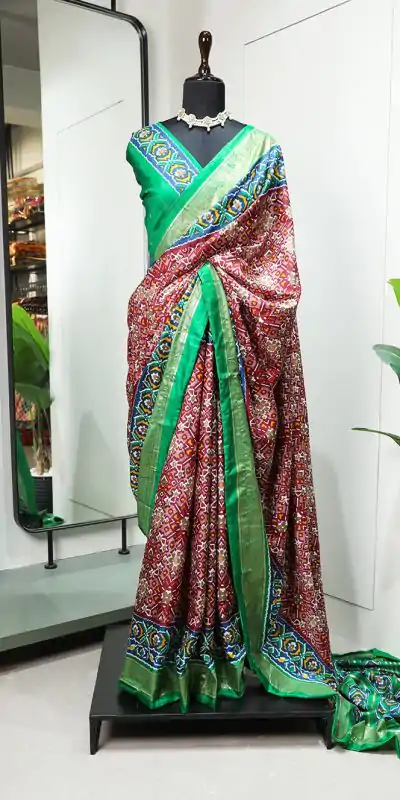 YNF 7205 Red Color Dola Silk Patola Print Foil Work Patta Saree Casual Party Wear, Wedding, Events Etc. Expected Delivery 4-6 Working Days @1649 | Bollywood Sarees, Creative Sarees, Designer Sarees, Embroidered Sarees, Ethnic Saree, Modern Digital sarees, Party Wear Sarees, Sarees