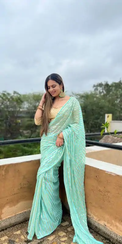 JR 582 Aquamarine Color Georgette Embroidery Sequence Saree Casual, Wedding, Festive, Events Expected Delivery 4-6 Working Days @1649/- | Bollywood Sarees, Creative Sarees, Designer Sarees, Embroidered Sarees, Ethnic Saree, Modern Digital sarees, Party Wear Sarees, Sarees