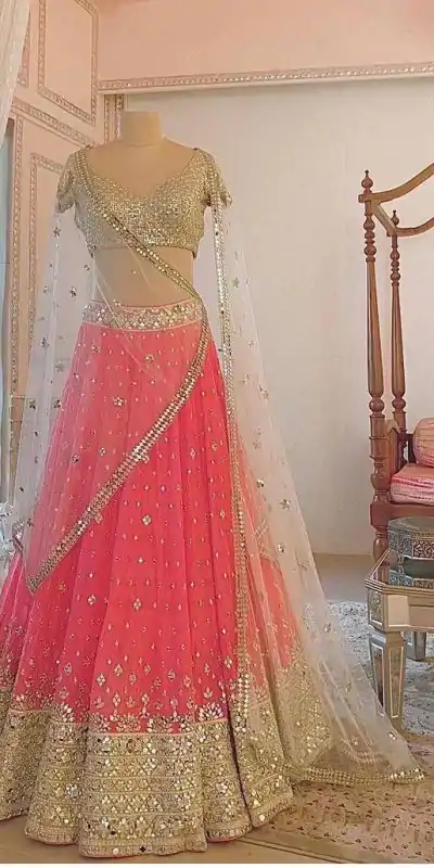 BD 1489 Pink Color Soft Mono Net Embroidered Lehenga Choli Casual, Wedding, Festive, Events Expected Delivery 4-6 Working Days @2599/- | Bollywood Lehenga, Creative Lehenga, Designer Lehenga, Embroidered Lehenga, Lehenga, Party Wear Lehenga