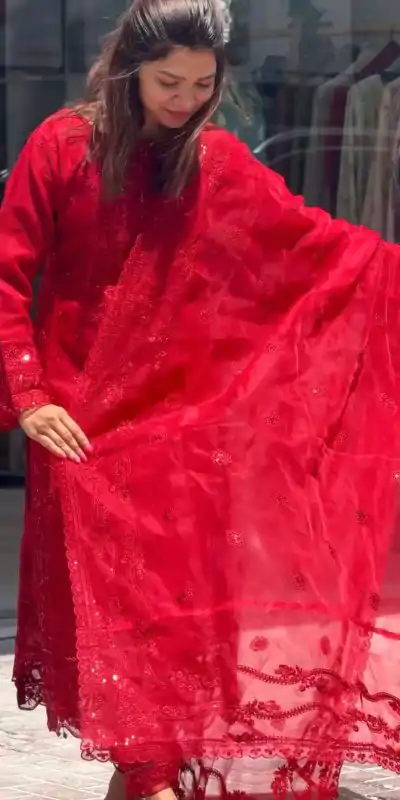 AD 161 Red Color Georgette Embroidery Work Sharara Suit Casual, Wedding, Party, Festive, Events Etc. Expected Delivery 4-6 Working Days @2049/- | Casual Suits, Jump Suits, Creative suits, Designer Suits, Palazzo Suits, Party Wear Suits, Patiala Suits, Salwar suit, Straight Suits