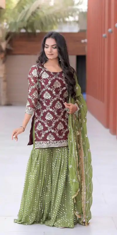 NF 1144 Maroon Color Georgette Embroidery Sequence Salwar Suit Casual, Wedding, Party, Festive, Events . Expected Delivery 4-6 Working Days @2149 | Casual Suits, Creative suits, Designer Suits, Palazzo Suits, Party Wear Suits, Patiala Suits, Salwar suit, Straight Suits