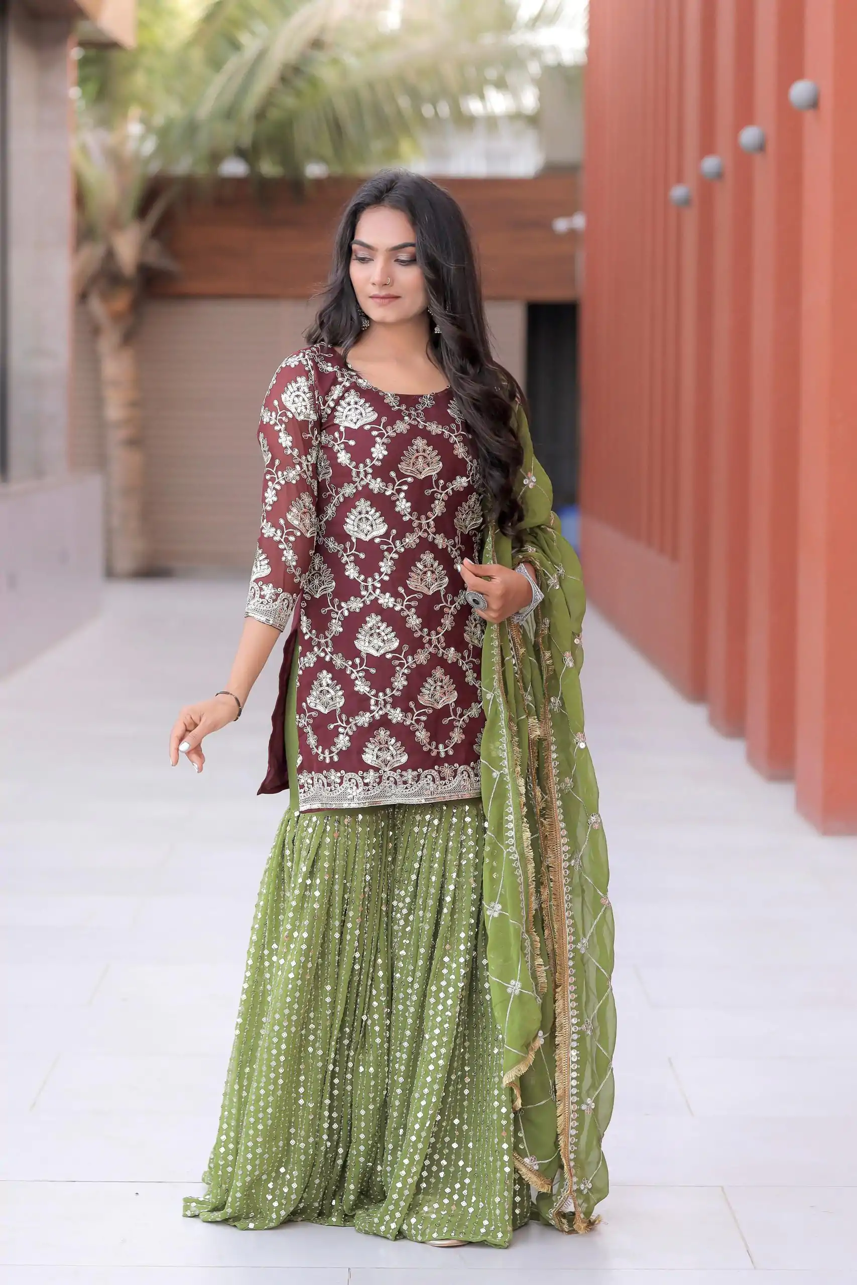 NF 1144 Maroon Color Georgette Embroidery Sequence Salwar Suit Casual, Wedding, Party, Festive, Events . Expected Delivery  4-6 Working Days @2149 | Casual Suits, Creative suits, Designer Suits, Palazzo Suits, Party Wear Suits, Patiala Suits, Salwar suit, Straight Suits