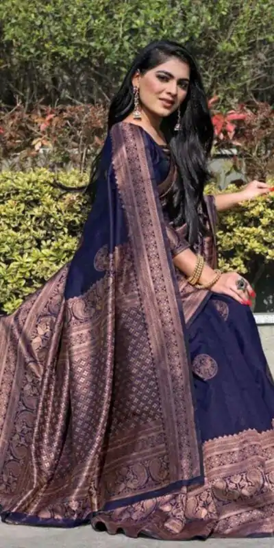 KP 4003 Navy Blue Color Soft Lichi Silk Jacquard On All Over Saree Casual, Party Wear, Wedding, Events Etc. Expected Delivery 4-6 Working Days @1349/- | Bollywood Sarees, Creative Sarees, Designer Sarees, Embroidered Sarees, Ethnic Saree, Modern Digital sarees, Party Wear Sarees, Sarees