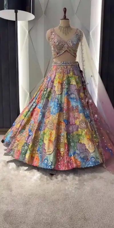 BD 1609 Malty Color Satin Silk Embroidered Lehenga Choli Casual, Wedding, Festive, Events Expected Delivery 4-6 Working Days @3049/- | Bollywood Lehenga, Creative Lehenga, Designer Lehenga, Embroidered Lehenga, Lehenga, Party Wear Lehenga