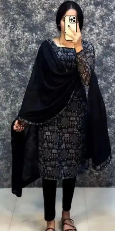 MC 1021 Black Color fox Georgette Printed Kurti Casual, Party Wear, Wedding, Events, Festivals Wear Expected Delivery 4-6 Working Days @1369/- | Bollywood Kurti, Creative Kurtis, Designer Kurti, Kurti, Party Wear Kurti, Selfie Kurti