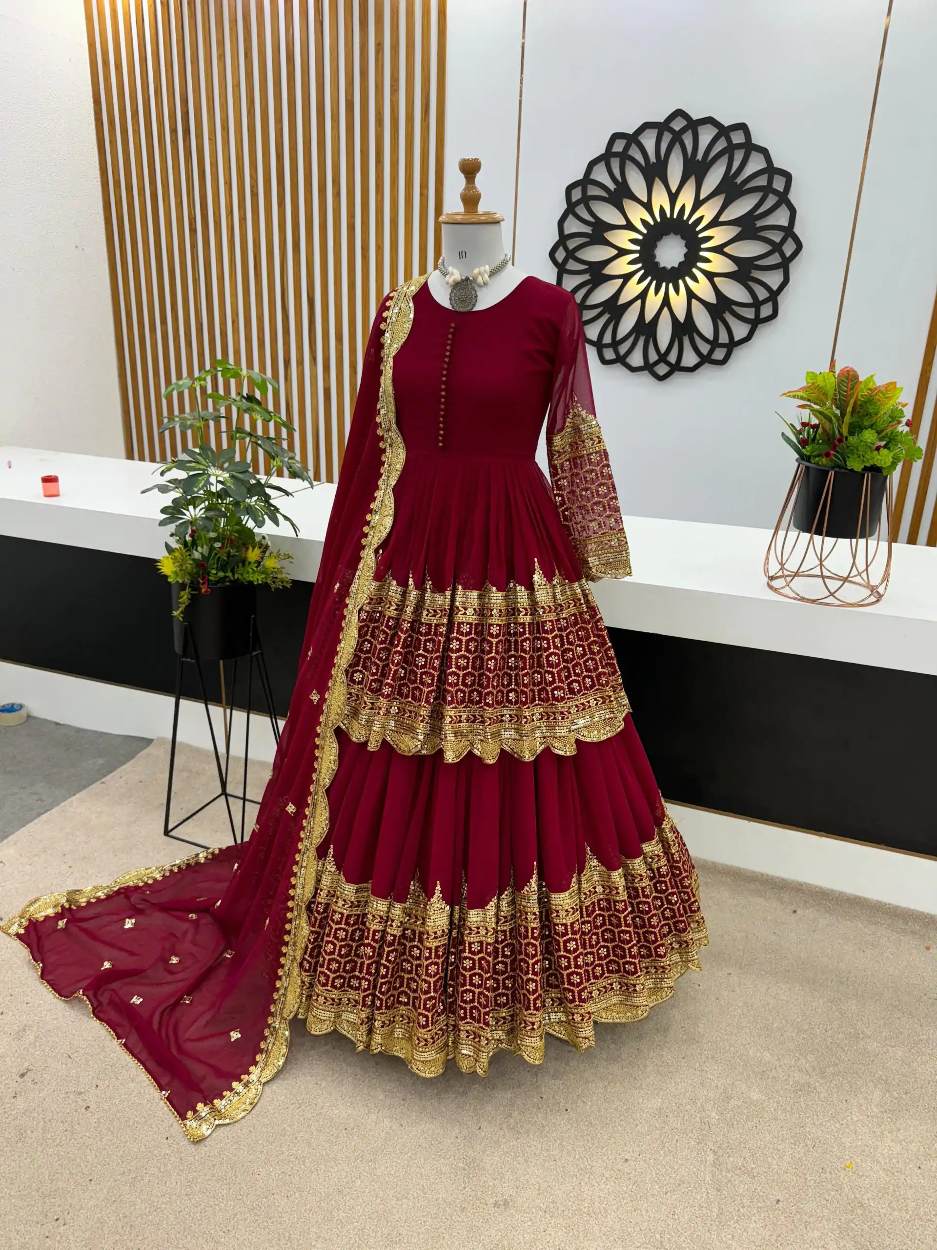 ZF 362 Red Color Faux Georgette With Heavy Embroidery Sequence Work Lehenga Choli Wedding, Party, Events Etc. Expected Delivery 4-6 Working Days 2099/- | Bollywood Lehenga, Creative Lehenga, Designer Lehenga, Embroidered Lehenga, Lehenga, Party Wear Lehenga