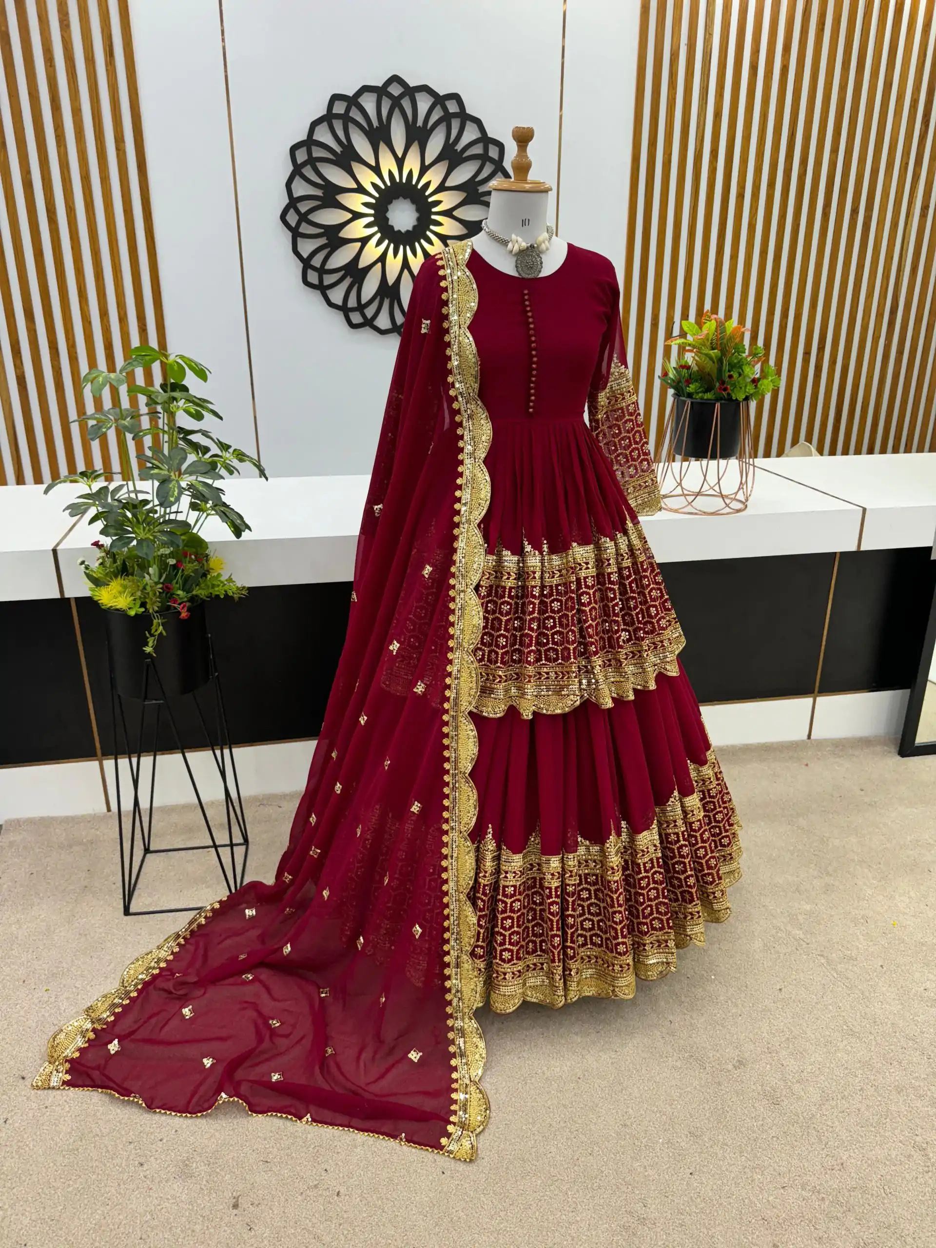 ZF 362 Red Color Faux Georgette With Heavy Embroidery Sequence Work Lehenga Choli Wedding, Party, Events Etc. Expected Delivery 4-6 Working Days 2099/- | Bollywood Lehenga, Creative Lehenga, Designer Lehenga, Embroidered Lehenga, Lehenga, Party Wear Lehenga
