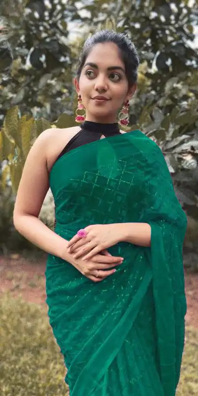 KT 201 Green Color Georgette Fancy Sequence Work Saree Casual, Party Wear, Wedding   Expected Delivery 4-6 Working Days@1649/- | Bollywood Sarees, Creative Sarees, Designer Sarees, Embroidered Sarees, Party Wear Sarees, Sarees