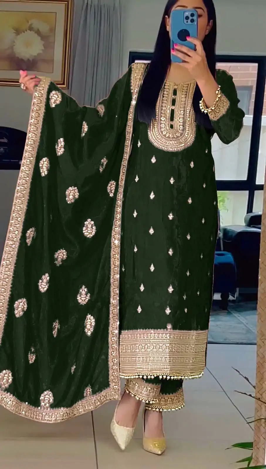 SRK 5162 Green Color Faux Georgette Embroidery Salwar Suit Wedding, Party, Festive, Events Expected Delivery 4-6 Working Days @ 1999/- | Casual Suits, Creative suits, Designer Suits, Palazzo Suits, Party Wear Suits, Patiala Suits, Salwar suit, Straight Suits