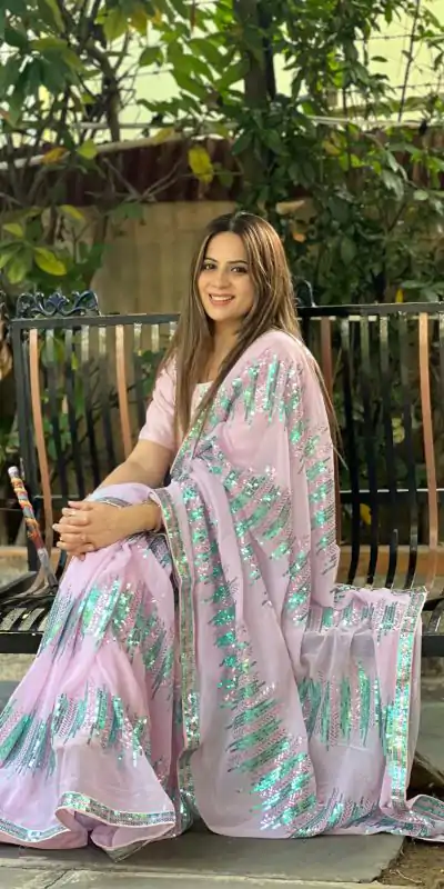 JR 574 Light Violet Color Georgette Sequence Lace border Work Saree Casual, Wedding, Festive, Events Expected Delivery 4-6 Working Days @1699/- | Bollywood Sarees, Creative Sarees, Designer Sarees, Embroidered Sarees, Ethnic Saree, Modern Digital sarees, Party Wear Sarees, Sarees