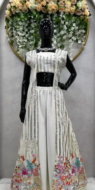 RTC 5717 White Color Foix Georgette Thread Sequence Work Salwar Suit Wedding, Party, Festive, Events Etc. Expected Delivery 4-6 Working Days @2199/- | Casual Suits, Jump Suits, Creative suits, Designer Suits, Palazzo Suits, Party Wear Suits, Patiala Suits, Salwar suit, Straight Suits