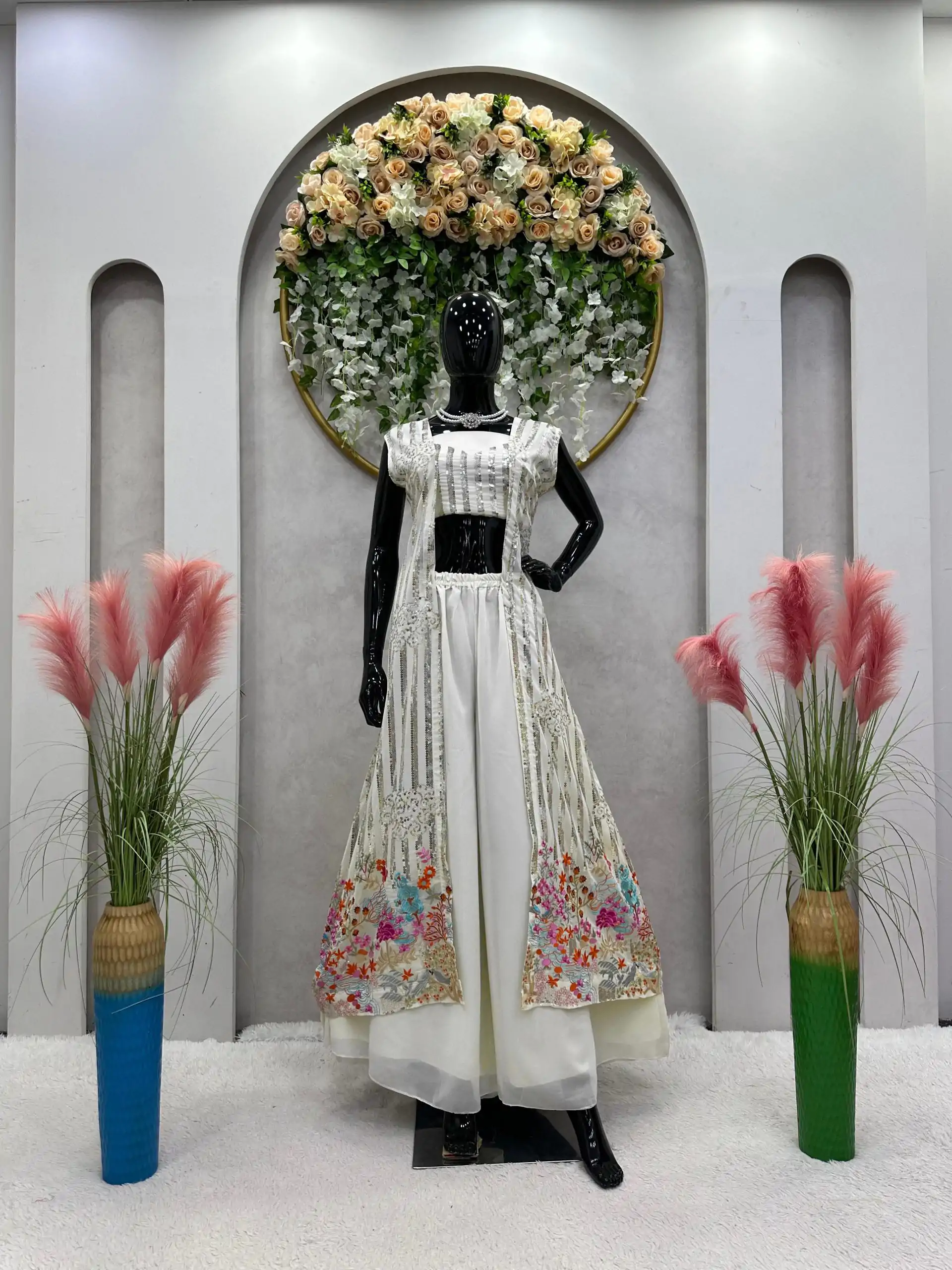 RTC 5717 White Color Foix Georgette Thread Sequence Work Salwar Suit Wedding, Party, Festive, Events Etc. Expected Delivery 4-6 Working Days @2199/- | Casual Suits, Jump Suits, Creative suits, Designer Suits, Palazzo Suits, Party Wear Suits, Patiala Suits, Salwar suit, Straight Suits