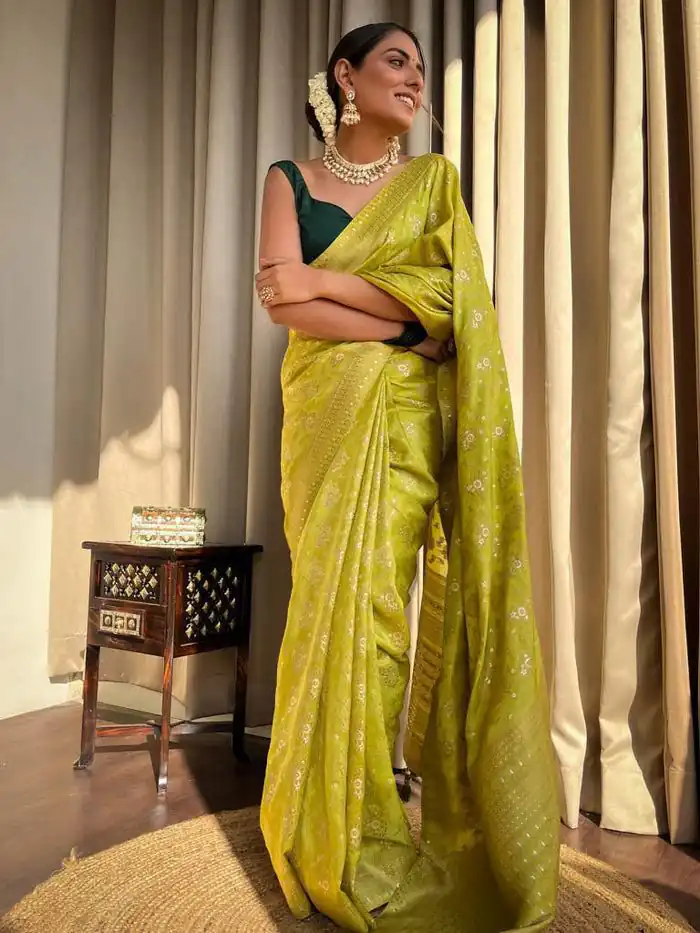 KP 5079 Mustard Color Soft Lichi Silk Jacquard On All Over Saree Casual, Party Wear, Wedding, Events Etc. Expected Delivery 4-6 Working Days @1449/- | Embroidered Sarees, Bollywood Sarees, Creative Sarees, Designer Sarees, Ethnic Saree, Modern Digital sarees, Party Wear Sarees, Sarees