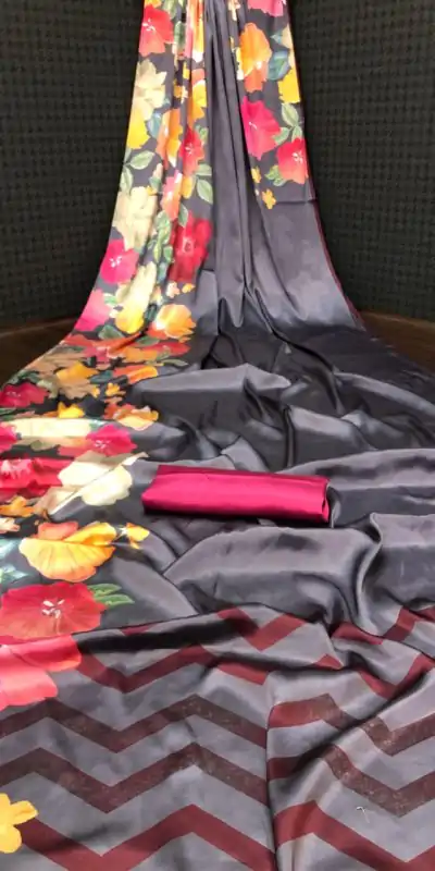 Veechis ANOKHI Grey Color Heavy Devsena Soft Silk Beautiful Digital Printed Saree Casual, Party Festive, Events. Expected Delivery 4-6 Working Days @1499 | Bollywood Sarees, Creative Sarees, Designer Sarees, Embroidered Sarees, Modern Digital sarees, Party Wear Sarees, Sarees