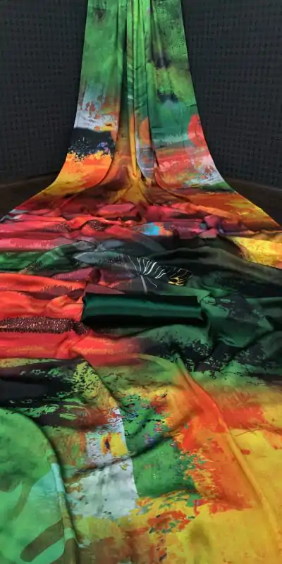 Veechis ANOKHI Rainbow Color Heavy Devsena Soft Silk Beautiful Digital Printed Saree Casual, Party Festive, Events. Expected Delivery 4-6 Working Days @1499 | Bollywood Sarees, Creative Sarees, Designer Sarees, Embroidered Sarees, Modern Digital sarees, Party Wear Sarees, Sarees