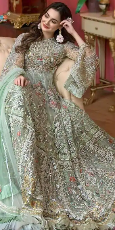 FC 241 Green Color Heavy Net Sequence Embroidery Sharara Suit Wedding, Party, Festive Expected Delivery 4-6 Working Days @2399/- | Casual Suits, Jump Suits, Creative suits, Designer Suits, Palazzo Suits, Party Wear Suits, Patiala Suits, Salwar suit, Straight Suits