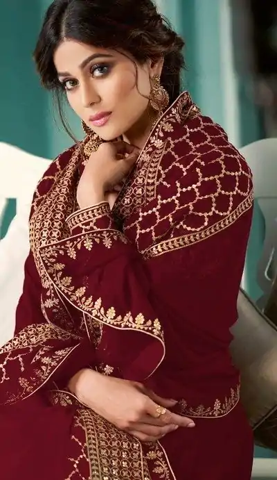 FC ASHIRWAD 8338 Maroon Color Georgette Embroidery Sequence Sharara Suit Wedding, Party, Festive Expected Delivery 4-6 Working Days @2549/- | Casual Suits, Jump Suits, Creative suits, Designer Suits, Palazzo Suits, Party Wear Suits, Patiala Suits, Salwar suit, Straight Suits