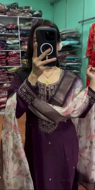 AD 164 Purple Color Chinon Silk Embroidery Work Sharara Suit Casual, Wedding, Party, Festive, Events Etc. Expected Delivery 4-6 Working Days @1949/- | Casual Suits, Jump Suits, Creative suits, Designer Suits, Palazzo Suits, Party Wear Suits, Patiala Suits, Salwar suit, Straight Suits