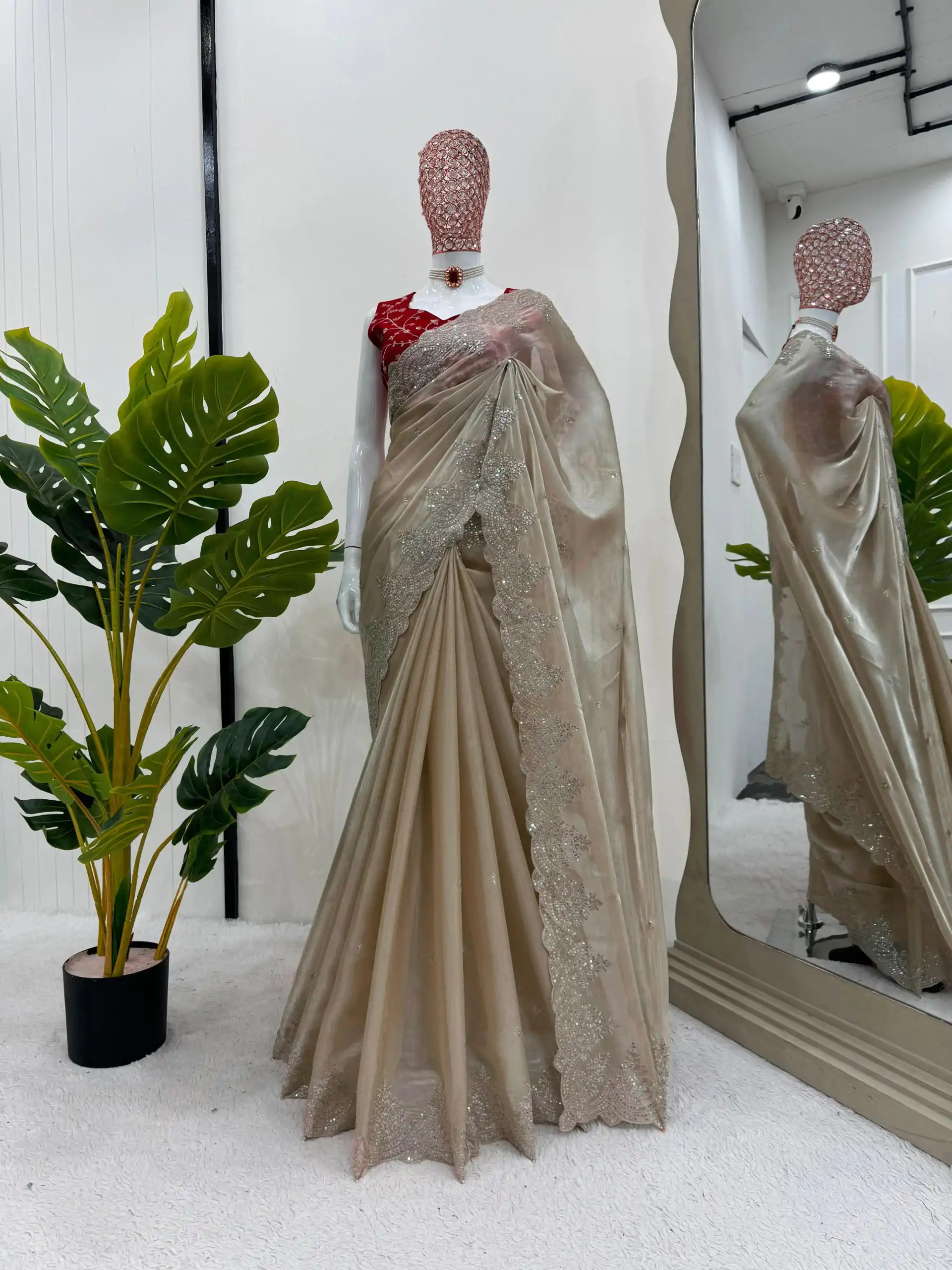 KD 500 Golden Color Jimmy choo Thread Sequence Work Saree Casual, Party, Wedding, Festive, Events Etc.  Expected Delivery  4-6 Working Days @2099/- Only | Embroidered Sarees, Bollywood Sarees, Creative Sarees, Designer Sarees, Ethnic Saree, Modern Digital sarees, Party Wear Sarees, Sarees