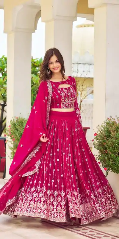Ram 021 Rani Color Georgette Sequence Embroidery Lehenga Choli Casual, Wedding, Festive, Events Expected Delivery 4-6 Working Days @3049/- | Creative Lehenga, Bollywood Lehenga, Designer Lehenga, Embroidered Lehenga, Lehenga, Party Wear Lehenga