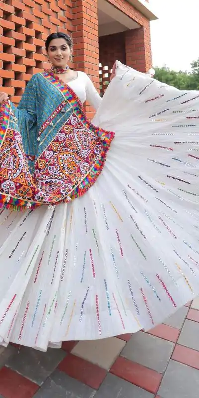 LG 593 White Color Crepe Printed Real Mirror Work Lehenga Choli Traditional Wear, Festive, Wedding, Events  Expected Delivery 4-6 Working Days @1949/- | Bollywood Lehenga, Creative Lehenga, Designer Lehenga, Embroidered Lehenga, Lehenga, Party Wear Lehenga