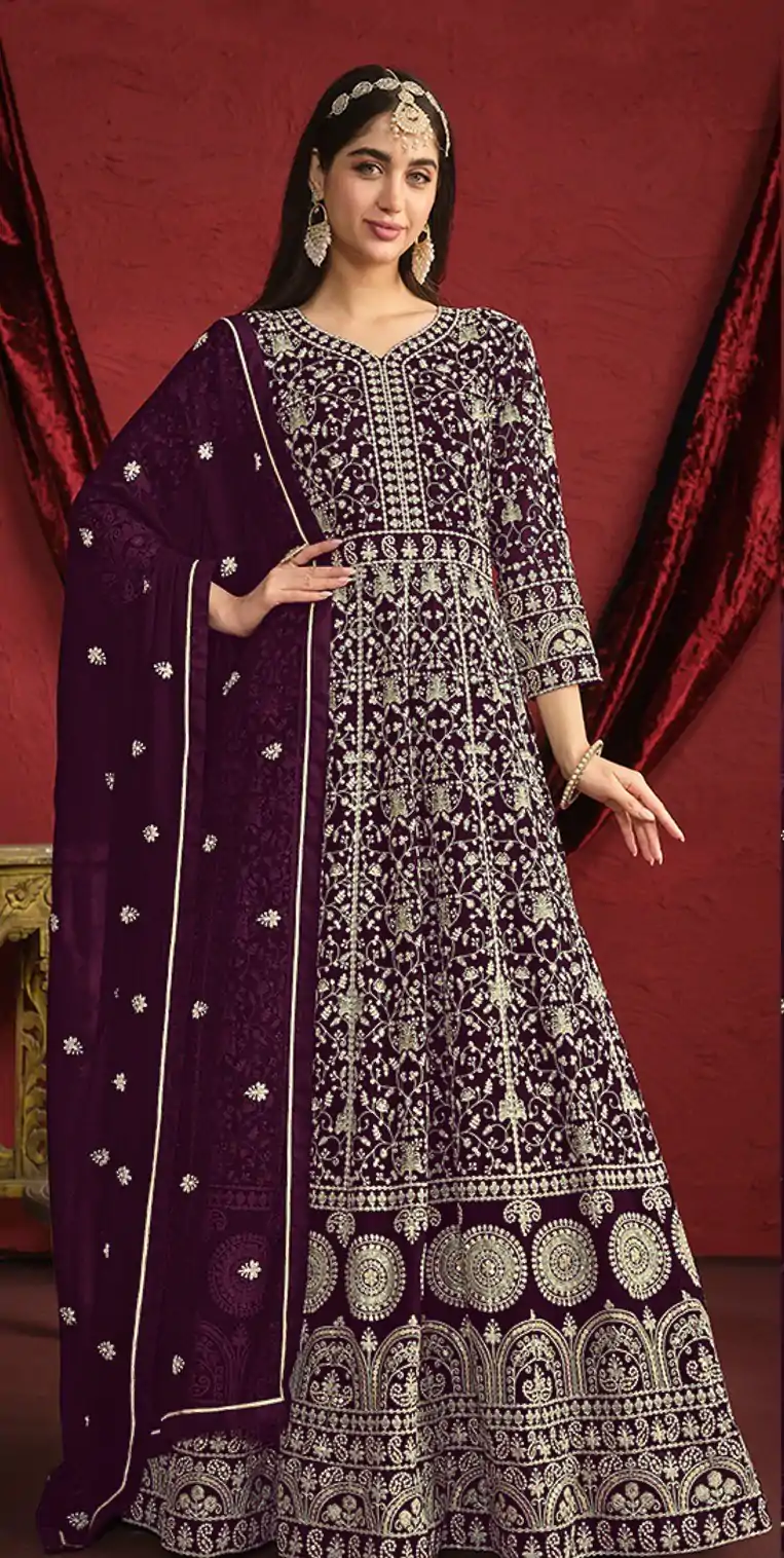 FC DANI 2911 Wine Color Georgette Embroidery Salwar Suit Wedding, Party, Festive events, Expected Delivery  4-6 Working Days @3399 | Casual Suits, Creative suits, Designer Suits, Palazzo Suits, Party Wear Suits, Patiala Suits, Salwar suit, Straight Suits